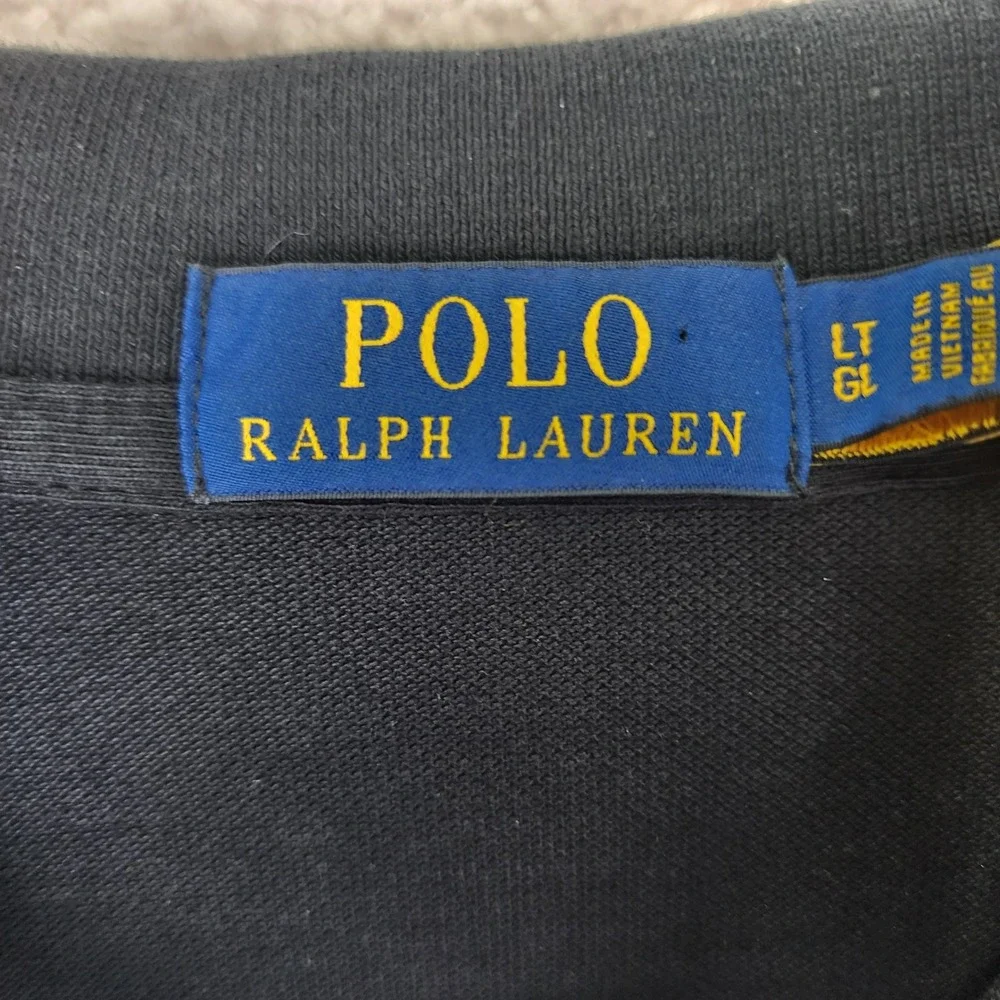 POLO Ralph‎ Lauren Long Sleeve Black Polo Shirt Men XL Red Pony Logo